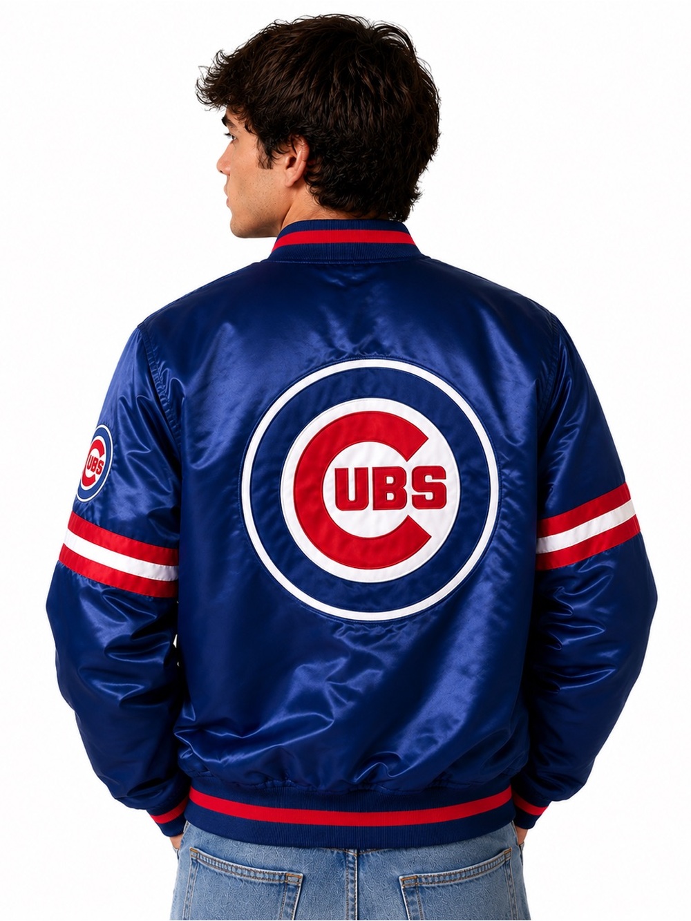 NWT MLB STARTER Chicago Cubs Satin Baseball Jacket MENS SIZE LARGE L